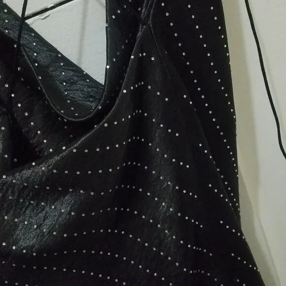 NWT JEWEL SATIN EFFECT BLACK RHINESTONE DRESS - Picture 11 of 11